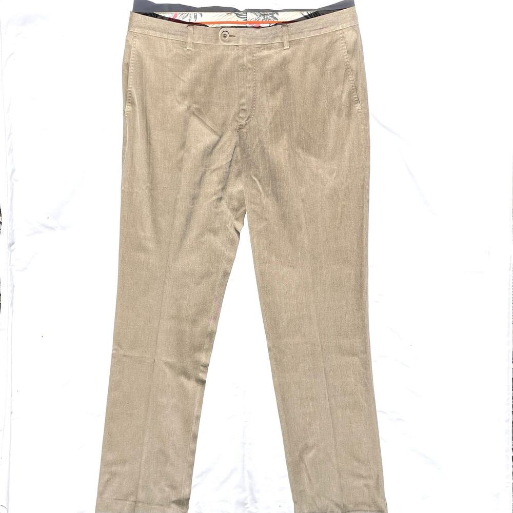 Tommy Bahama Havana Herringbone Pleat Silk Pants Mens 38X34 Khaki Brown